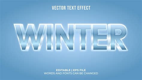 Efecto De Texto De Invierno Editable Vector Premium