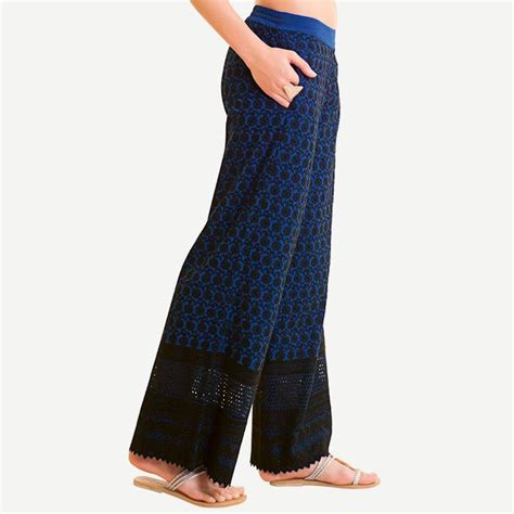 Navy Blue Rayon Palazzo Pants Naari 2770639