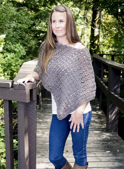 Asymmetrical Poncho Pattern Weave Crochet