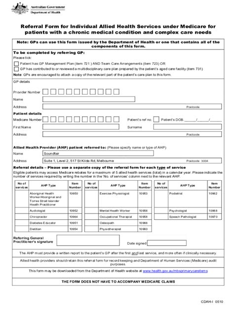 Fillable Online 715 Referral Form For Follow Up Allied Health Services