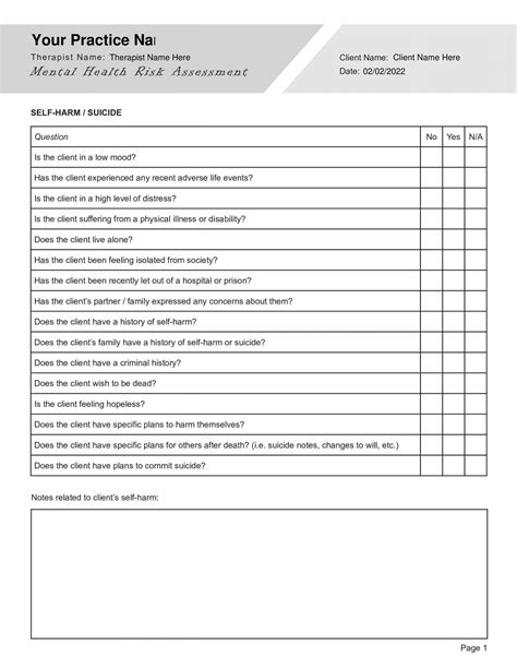 Mental Health Risk Assessment Pdf