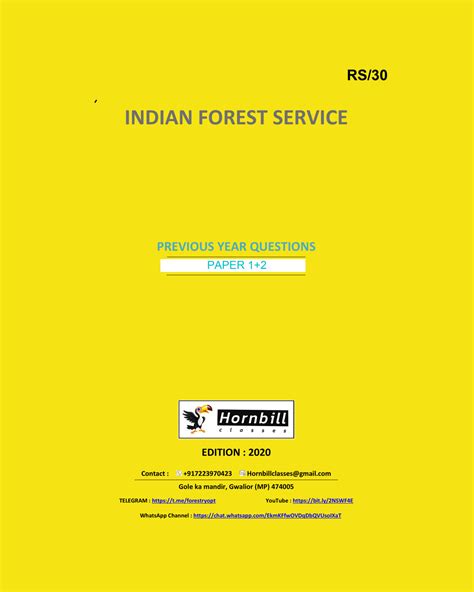 HORNBILL FORESTRY EDITION 2020 INDIAN FOREST SERVICE PREVIOUS YEAR