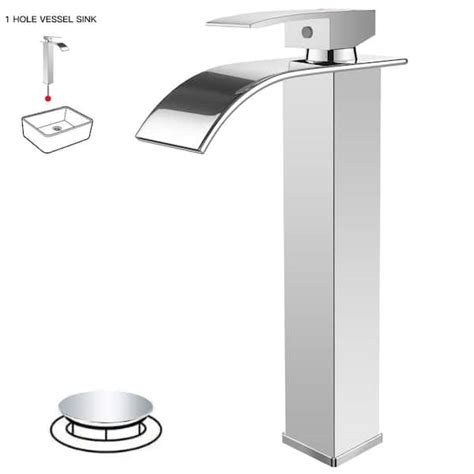 Bwe Waterfall Single Hole Single Handle Tall Bathroom Vessel Sink