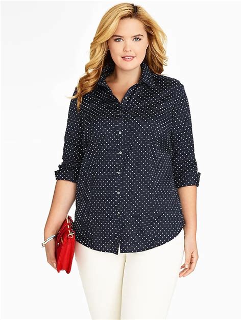 Talbots The Perfect Long Sleeve Shirt Fun Dot Print Blouses And Shirts Woman Clothes