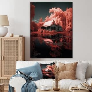 Designart "Pink Lakehouse Of The Rising Sun Cinematic Magic" Lakehouse ...