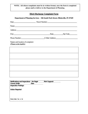 Fillable Online Illicit Discharge Complaint Form