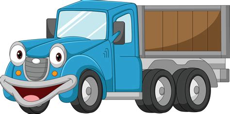 cartoon funny blue truck character  vector art  vecteezy