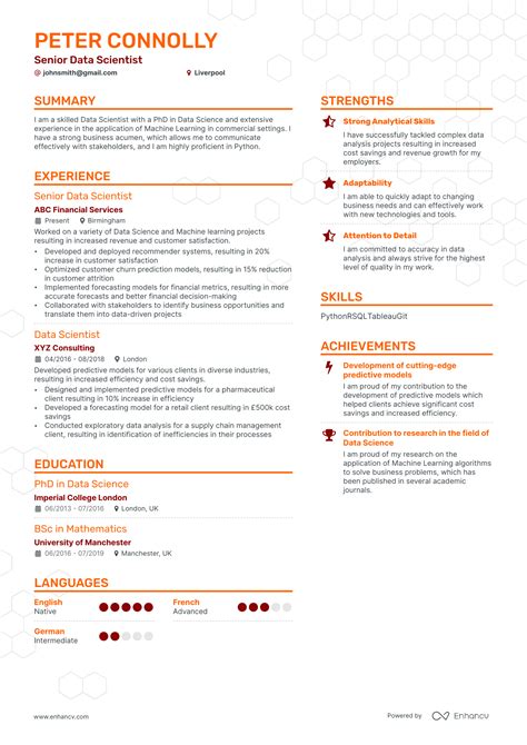 Data Scientist Cv Examples For