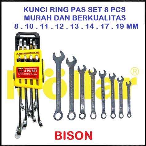 Jual BISON KUNCI RING PAS SET COMBINATION WRENCH SET 8PCS 8 19mm