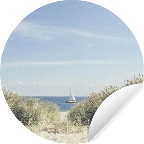 Wallcircle Muurstickers Behangcirkel Boot Zee Strand