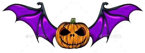 Halloween Pumpkin with Bat Wings Vector | Halloween vector, Halloween pumpkins, Tag art