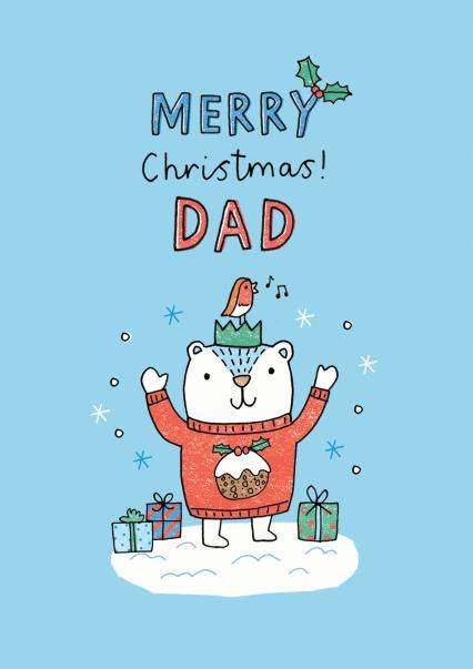 Cute Polar Bear Christmas Card For Your Dad Merry Christmas Dad