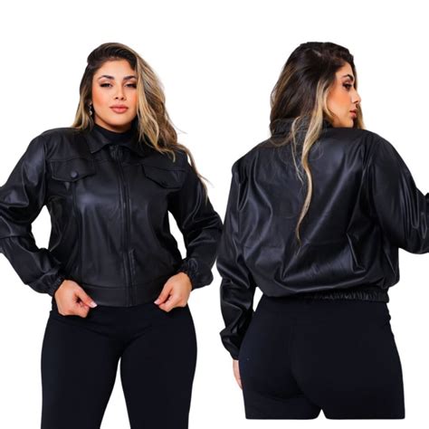 Jaqueta Courino Couro Ecol Gico Feminina Plus Size Inverno G G G