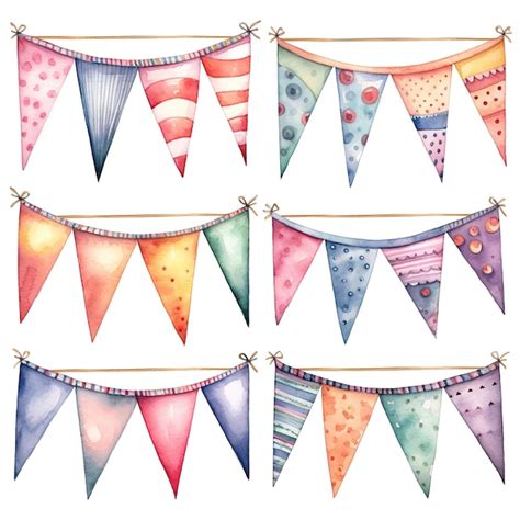 Bunting de aniversário em aquarela Foto Premium