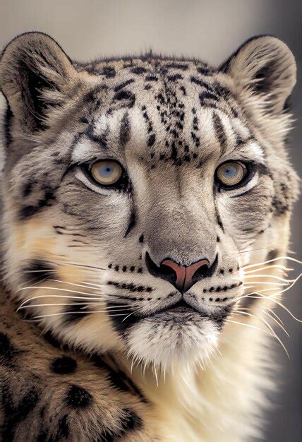 Premium Ai Image Snow Leopard Closeup Generative Ai