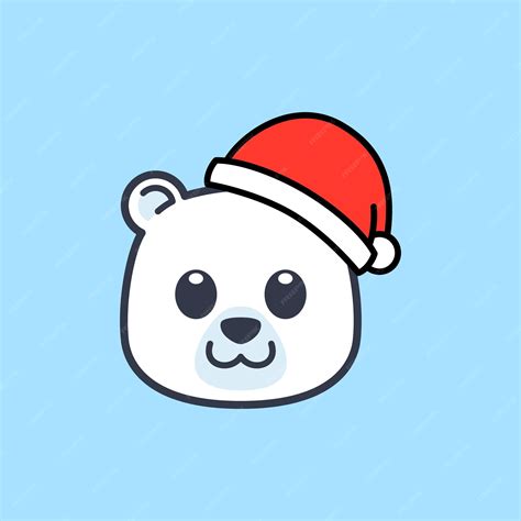 Premium Vector Polar Bear Wearing Santa Hat Illustration