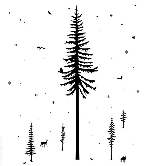 Mountain Pine Trees Tree Wall Decal 5 Pines Sticker Vinyl Etsy