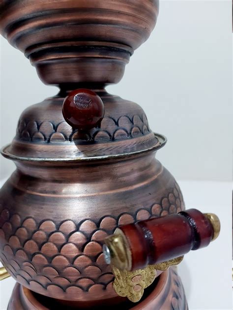 Gel Burned Copper Tea Set Turkish Copper Samovar Handmade Etsy