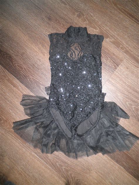 LC Preloved Solo Studio 7 Black Lace Sequin Leotard Attachable Bustle