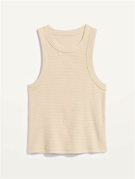 Striped Rib Knit Cropped Tank Top For Women Old Navy