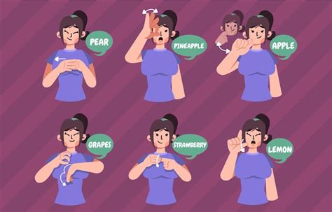 Premium Vector Sign Language For Fruits Character