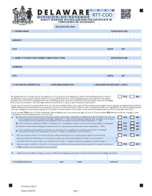 Fillable Online Form RTT COO Realty Transfer Tax Declaration For