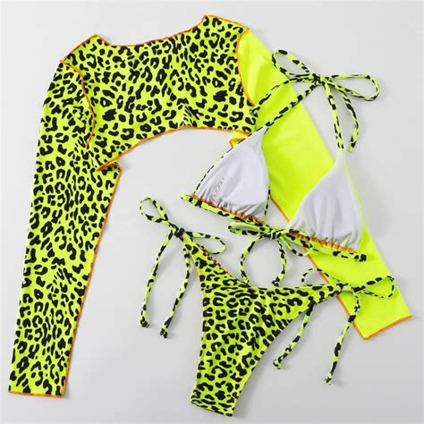 Lanai 3 Piece Leopard Print Top Panel Sling Bikini Pink Sugar Bikini