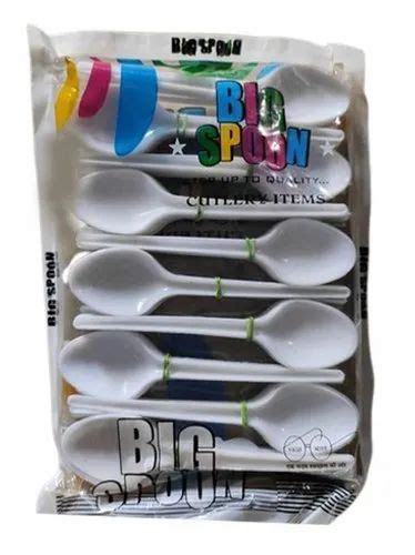 100 Piece White Disposable Plastic Spoon For Event And Party Supplies