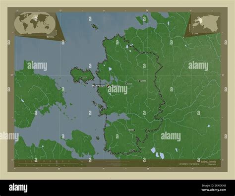 Laane County Of Estonia Elevation Map Colored In Wiki Style With