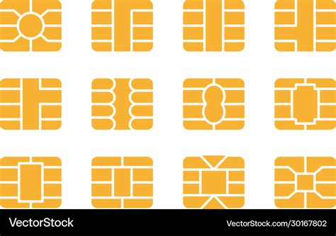 Emv Chip Icon Set Nfc For Credit Card Royalty Free Vector