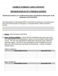 Business Memorandum Of Understanding Template