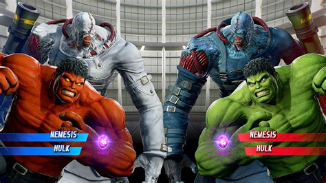 Unleashed Fury White Nemesis Vs Red Hulk And Blue Nemesis Vs Hulk Marvel Vs Capcom Battle