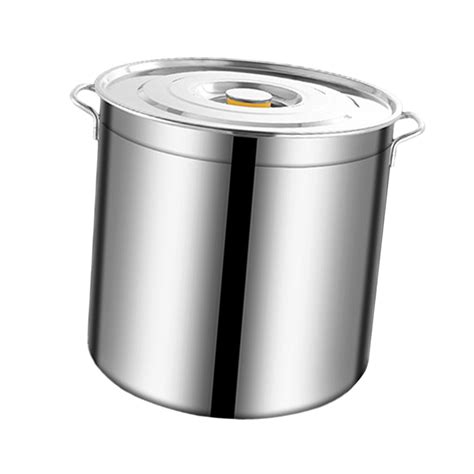 Stainless Steel Stockpot With Lid Heavy Duty For Boiling Strew Simmer