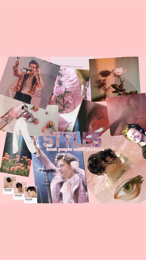 Harry Styles Collage with Pink Aesthetic Background