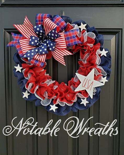 Patriotic American Flag Wreath Rae Dunn Inspired Fourth Of July