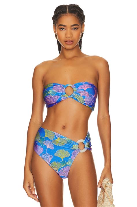 PatBO Ocean Leaf Bandeau Bikini Top In Blue REVOLVE