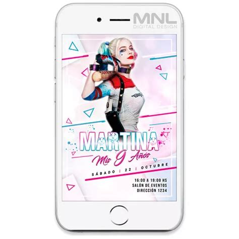 Busca Invitacion Digital Harley Quinn Tarjeta Virtual Cumpleanos A La