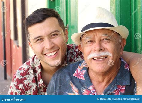 Father And Son Laughing Outdoors Stock Photo Image Of Daddy Happy