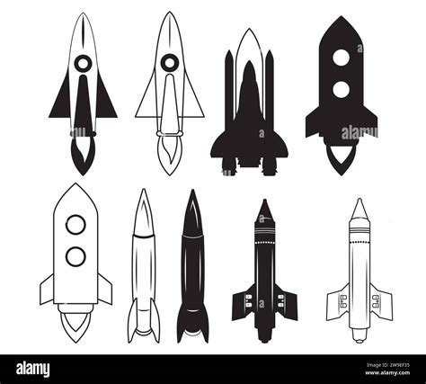 Rocket, Rocket Vector Bundle, Spaceship, Rocket Clipart, Mid Century ...