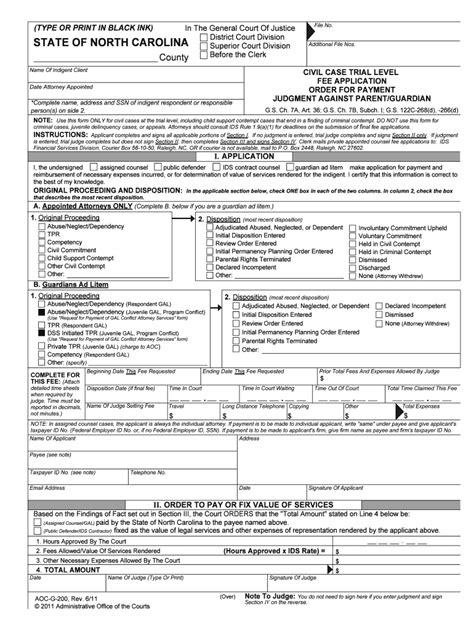 Fillable Online Nccourts Name Of Indigent Defendant Or Respondent