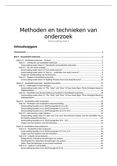 Uitgebreide Samenvatting Methoden En Technieken Van Onderzoek Blok 4