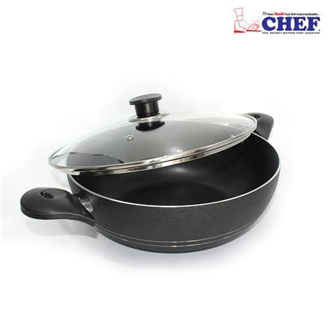 KLASSIC Wok Karahi Round Short Handle 32Cm With Glass Lid Non Stick