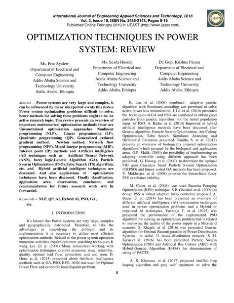 Pdf Optimization Techniques In Power System Review