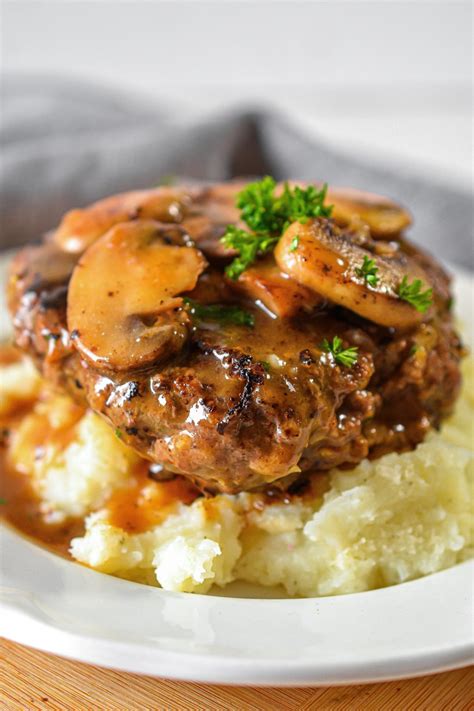 Salisbury Steak With Garlic Mashed Potatoes And Mushroom Gravy Sweet Peas Kitchen