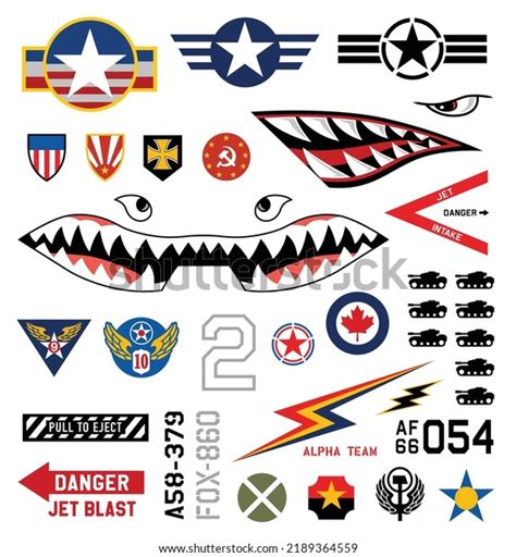 Fighter Jet Military Emblem Set Stock Vector Royalty Free 2189364559