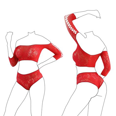 Hollow Out Off Shoulder Passionate Sexy Erotic Lingerie Black And Red Plus Size Pure Seduction