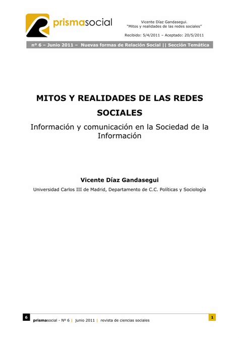 PDF MITOS Y REALIDADES DE LAS REDES SOCIALES El Desarrollo De Las