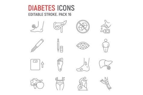 Diabetes Disease Line Icon Set Graphic By Fox Design · Creative Fabrica