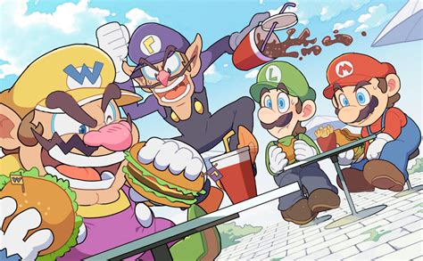 Mario Luigi Wario And Waluigi Mario Drawn By Hoshikuzu Pan Danbooru