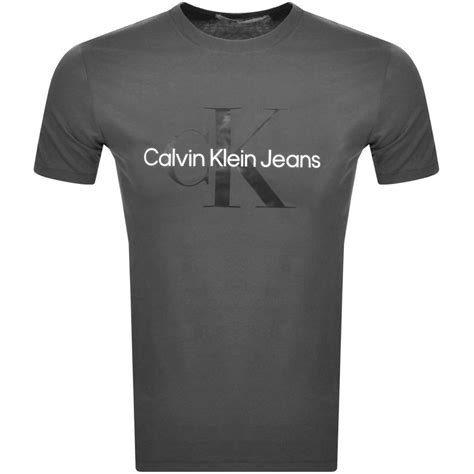 Calvin Klein Jeans Monogram Logo T Shirt Grey Mainline Menswear